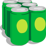 Latas de refresco verdes extraídas de una expendedora de bebidas frías